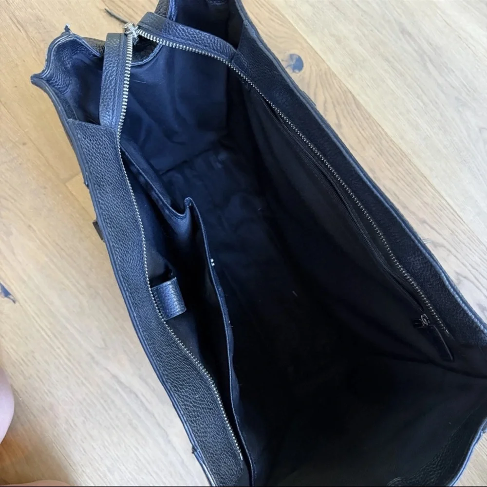 Rebecca Minkoff ‘Always On Side’ Black Leather Tote Bag Zip Shoulder Carryall